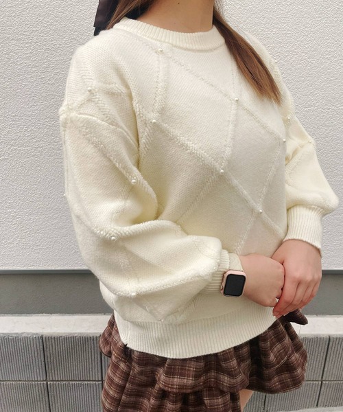 frunco(フランコ)の「【ZOZO限定】キルティング風パール付きニット(ニット/セーター・レディース・ホワイト/ピンク/レッド・FREE)」の12枚目の写真