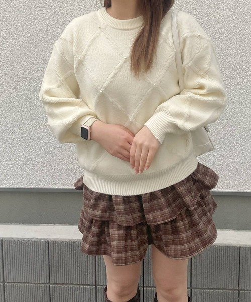 frunco(フランコ)の「【ZOZO限定】キルティング風パール付きニット(ニット/セーター・レディース・ホワイト/ピンク/レッド・FREE)」の15枚目の写真