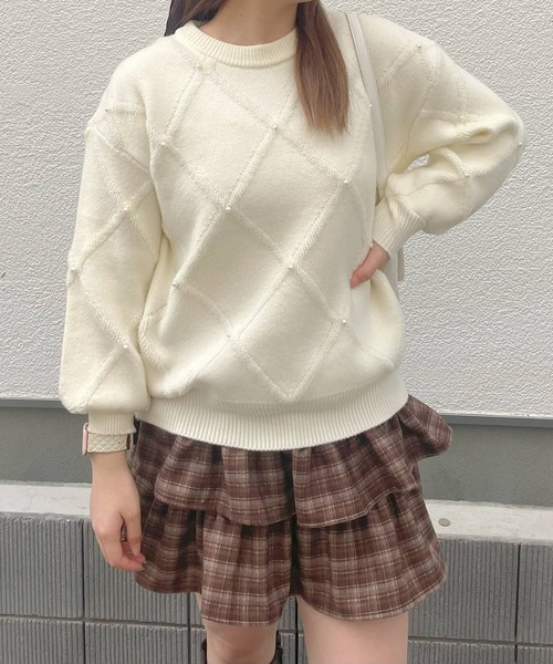 frunco(フランコ)の「【ZOZO限定】キルティング風パール付きニット(ニット/セーター・レディース・ホワイト/ピンク/レッド・FREE)」の16枚目の写真