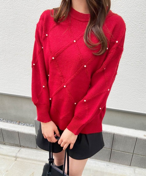 frunco(フランコ)の「【ZOZO限定】キルティング風パール付きニット(ニット/セーター・レディース・ホワイト/ピンク/レッド・FREE)」の22枚目の写真