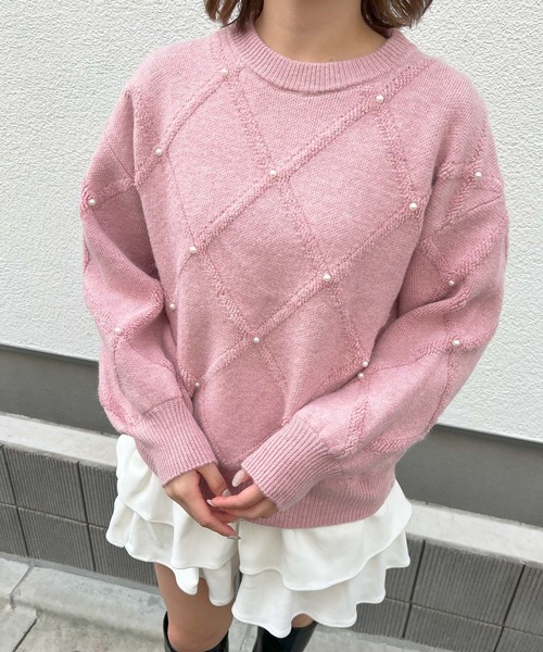 未使用級＊Simone Rocha パールビジュー　ニット　セーター　ピンク 未使用級＊Simone Rocha パールビジュー ニット セーター ピンク