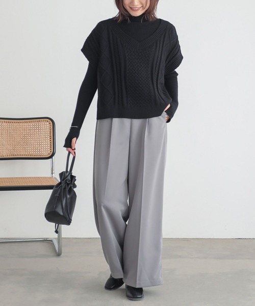 n'OrLABEL（ノアールレーベル）の「『タックワイドスラックス』（スラックス・レディース・アイボリー/ブラック/ブルー/グレー/ブラウン・1/2）」の8枚目の写真