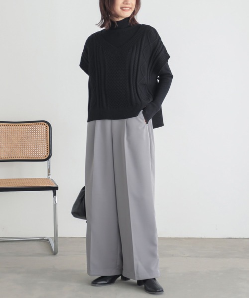 n'OrLABEL（ノアールレーベル）の「『タックワイドスラックス』（スラックス・レディース・アイボリー/ブラック/ブルー/グレー/ブラウン・1/2）」の9枚目の写真