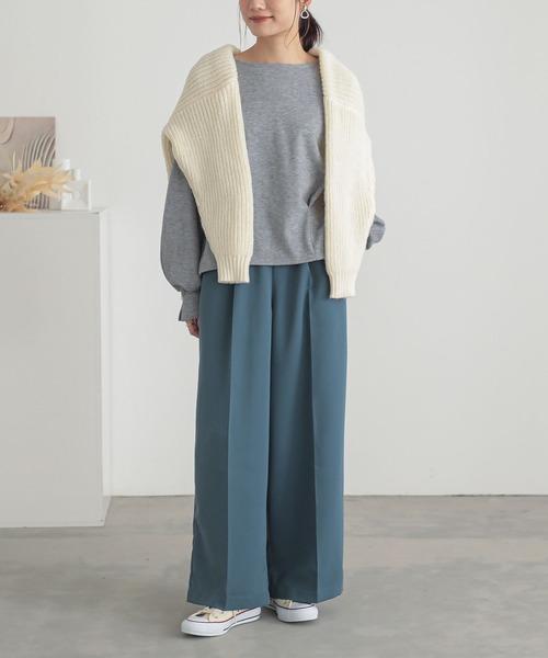 n'OrLABEL（ノアールレーベル）の「『タックワイドスラックス』（スラックス・レディース・アイボリー/ブラック/ブルー/グレー/ブラウン・1/2）」の16枚目の写真