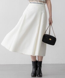 【洗える】ジオメトリックジャカード タックフレア スカート