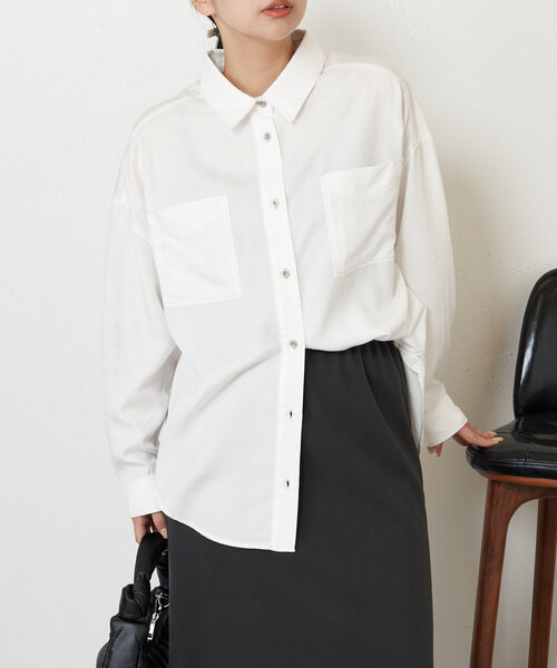 Jena espace merveilleux（ジェナ　エスパスメルヴェイユ）の「テンセルデニムシャツ（シャツ/ブラウス・レディース・ブルー/ホワイト/サックスブルー/グレー・FREE）」の19枚目の写真