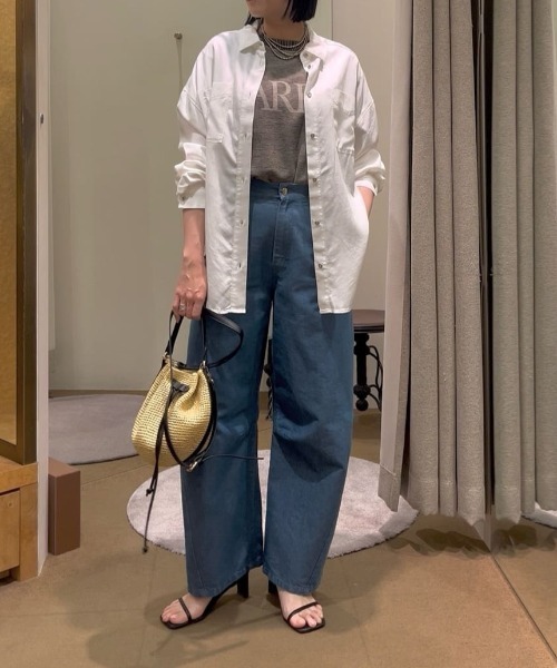 jena espace merveilleux テンセルデニムシャツ バンドカラーデニムシャツ | Jena espace merveilleux(ジェナ