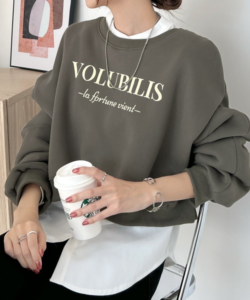 Futier land（フューティアランド）の「VOLUBILISロゴクロップド丈スウェットプルオーバー（スウェット・レディース・チャコールグレー/杢グレー/ネイビー・FREE）」の5枚目の写真