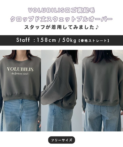 Futier land（フューティアランド）の「VOLUBILISロゴクロップド丈スウェットプルオーバー（スウェット・レディース・チャコールグレー/杢グレー/ネイビー・FREE）」の10枚目の写真