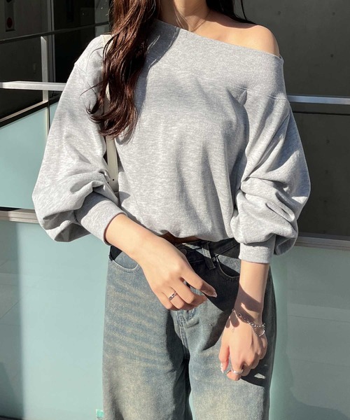 nelliy.(ネルリー)の「ドロストラメオフショルスウェット(スウェット・レディース・グレー/ブラック・LARGE/MEDIUM)」の15枚目の写真