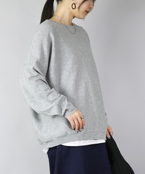 and it_(アンドイット)の「ドルマンスリーブコットンニット(ニット/セーター・レディース・モカ/杢グレー/ブルー/アイボリー/ブラック・FREE)」の3枚目の写真