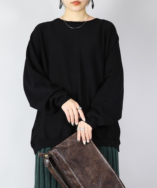 and it_(アンドイット)の「ドルマンスリーブコットンニット(ニット/セーター・レディース・モカ/杢グレー/ブルー/アイボリー/ブラック・FREE)」の1枚目の写真