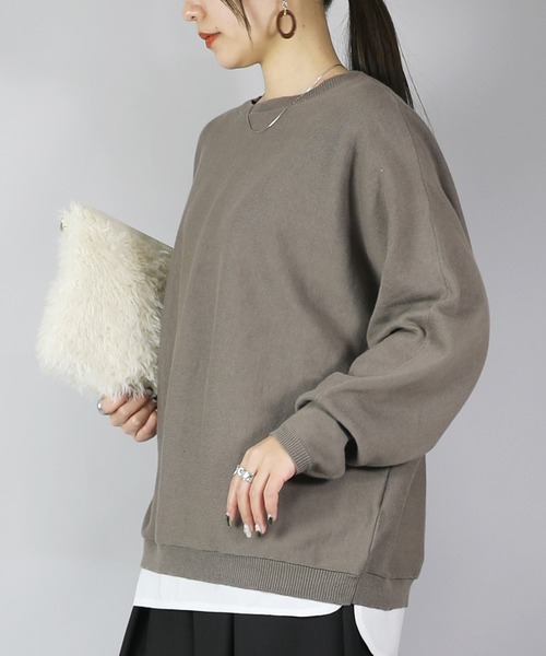 and it_(アンドイット)の「ドルマンスリーブコットンニット(ニット/セーター・レディース・モカ/杢グレー/ブルー/アイボリー/ブラック・FREE)」の4枚目の写真