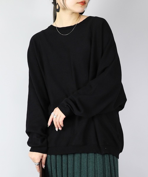 and it_(アンドイット)の「ドルマンスリーブコットンニット(ニット/セーター・レディース・モカ/杢グレー/ブルー/アイボリー/ブラック・FREE)」の10枚目の写真