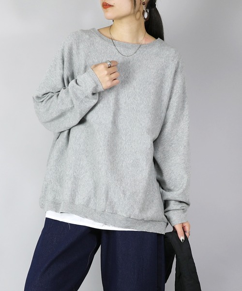 and it_(アンドイット)の「ドルマンスリーブコットンニット(ニット/セーター・レディース・モカ/杢グレー/ブルー/アイボリー/ブラック・FREE)」の14枚目の写真