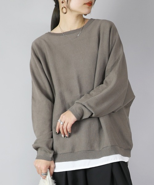 and it_(アンドイット)の「ドルマンスリーブコットンニット(ニット/セーター・レディース・モカ/杢グレー/ブルー/アイボリー/ブラック・FREE)」の19枚目の写真