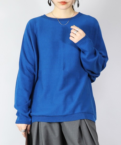 and it_(アンドイット)の「ドルマンスリーブコットンニット(ニット/セーター・レディース・モカ/杢グレー/ブルー/アイボリー/ブラック・FREE)」の22枚目の写真