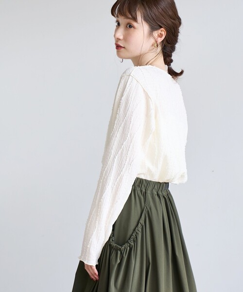 coen(コーエン)の「【再入荷・新色登場】ウェーブデザイン カットジャガード クルーネックTシャツ(Tシャツ/カットソー・レディース・オフホワイト/クリーム/ブラック/ライトブルー・M/L)」の14枚目の写真