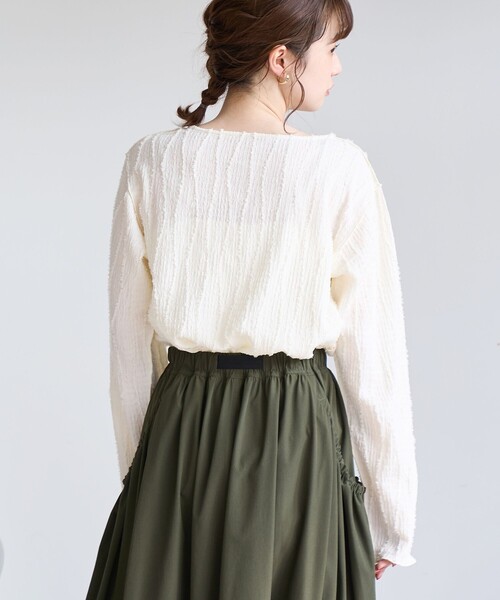 coen(コーエン)の「【再入荷・新色登場】ウェーブデザイン カットジャガード クルーネックTシャツ(Tシャツ/カットソー・レディース・オフホワイト/クリーム/ブラック/ライトブルー・M/L)」の15枚目の写真