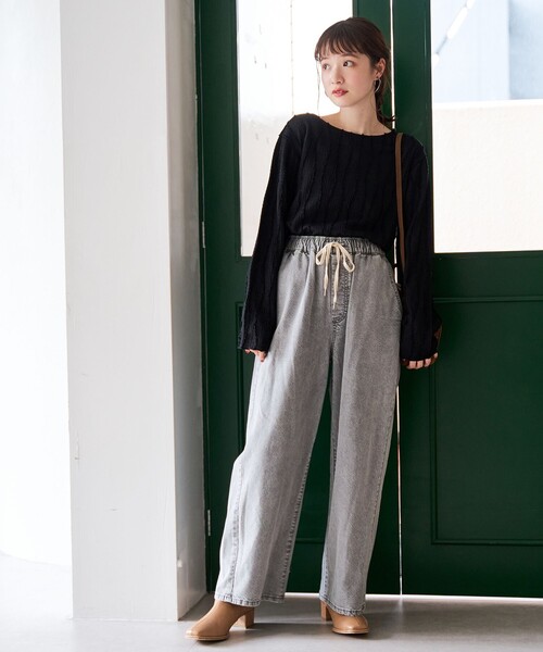 coen(コーエン)の「【再入荷・新色登場】ウェーブデザイン カットジャガード クルーネックTシャツ(Tシャツ/カットソー・レディース・オフホワイト/クリーム/ブラック/ライトブルー・M/L)」の21枚目の写真