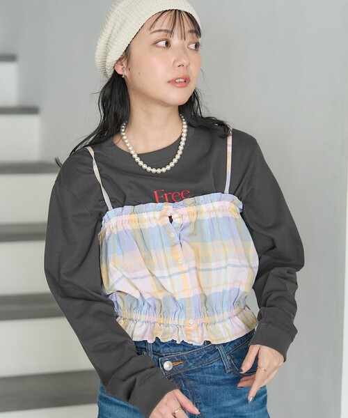 FREAK'S STORE（フリークスストア）の「スプリング チェック ギャザービスチェ（その他トップス・レディース・オフホワイト/ピンク/ネイビー・ﾌﾘ-）」の3枚目の写真