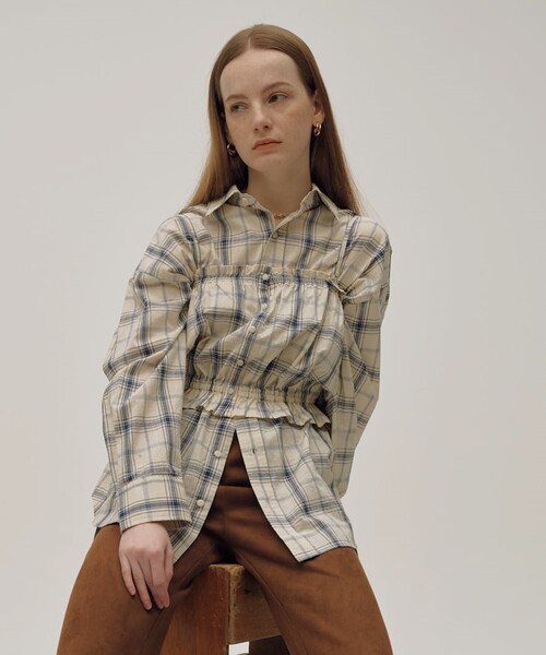 FREAK'S STORE（フリークスストア）の「スプリング チェック ギャザービスチェ（その他トップス・レディース・オフホワイト/ピンク/ネイビー・ﾌﾘ-）」の4枚目の写真