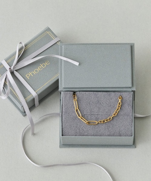 Phoebe（フィービィー）の「【金属アレルギー対応/ユニセックス】チャンキーミックスチェーンブレスレット/サージカルステンレス/全長:16.5cm+4cmシンプルチェーン（ブレスレット・レディース・シルバー/イエローゴールド・FREE）」の9枚目の写真