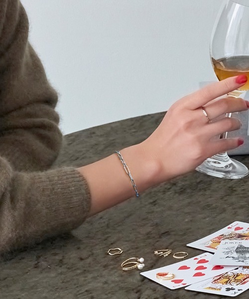 Phoebe（フィービィー）の「【金属アレルギー対応/ユニセックス】チャンキーミックスチェーンブレスレット/サージカルステンレス/全長:16.5cm+4cmシンプルチェーン（ブレスレット・レディース・シルバー/イエローゴールド・FREE）」の13枚目の写真