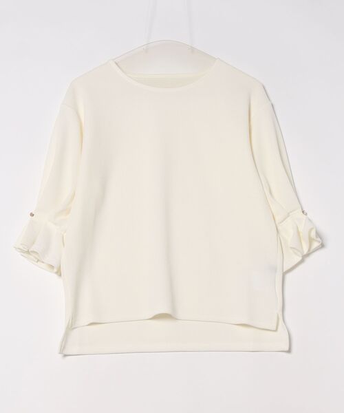 INTERPLANET（インタープラネット）の「フクレジャガード袖口タックデザインプルオーバー（Tシャツ/カットソー・レディース・オフホワイト/ブラック/ライトグレー・FREE）」の4枚目の写真