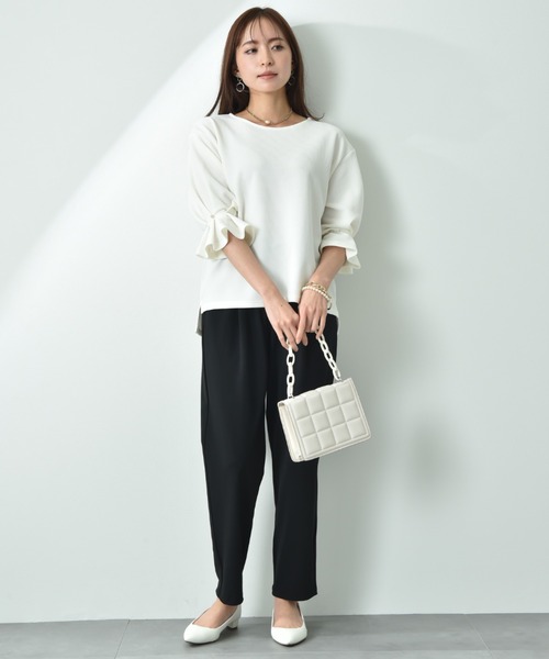 INTERPLANET（インタープラネット）の「フクレジャガード袖口タックデザインプルオーバー（Tシャツ/カットソー・レディース・オフホワイト/ブラック/ライトグレー・FREE）」の18枚目の写真