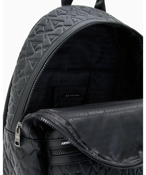 ✨極美品✨ ARMANI EXCHANGE シボ革 リュック エンボスロゴ 黒 ファッション通販 ファッション ✨極美品✨ ARMANI EXCHANGE