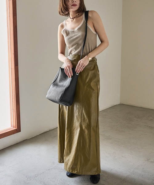 Fashion Letter（ファッションレター）の「フェイクレザー スクエアショルダーバッグ（ショルダーバッグ・レディース・ベージュ/ブラック・FREE）」の11枚目の写真