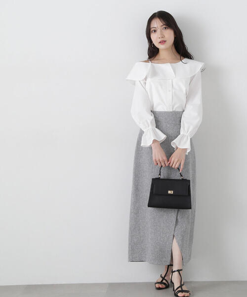 PROPORTION BODY DRESSING（プロポーションボディドレッシング）の「スプリングツイードアシメナロースカート / 1215120309（スカート・レディース・ブラック/グレー/オフホワイト・SMALL/MEDIUM）」の16枚目の写真