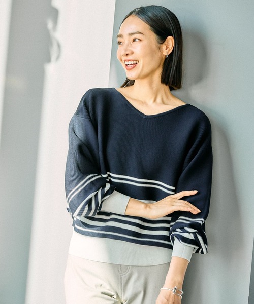 FOUND GOOD（ファウンドグッド）の「14G2WAYドルマンニット（ニット/セーター・レディース・ベージュ/ブラック/ブルー系2/グレー系5/ネイビー・S/L/M）」の4枚目の写真