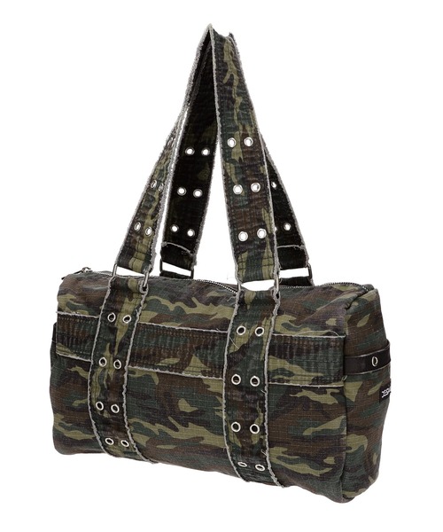 X-girl(エックスガール)の「EYELET BELT HANDBAG(ハンドバッグ・レディース・ブラック/カモフラージュ・ONE SIZE)」の7枚目の写真