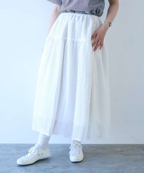 bulle de savon（ビュルデサボン）の「おはなダイヤジャカード スカート（スカート・レディース・ホワイト/ブラック・FREE）」の2枚目の写真