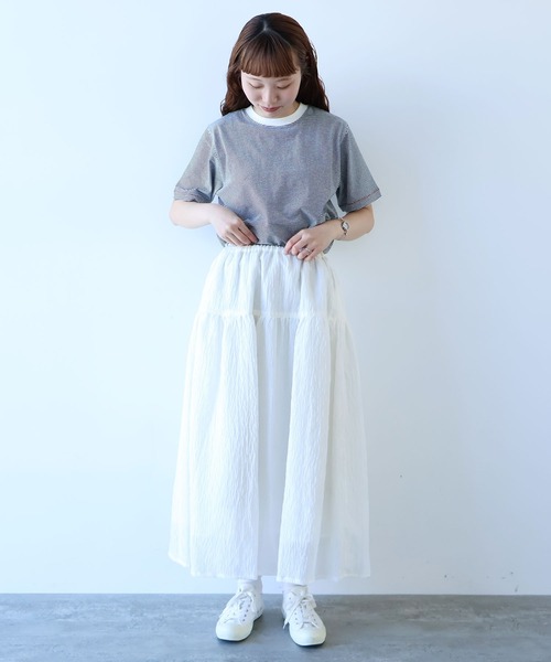 bulle de savon（ビュルデサボン）の「おはなダイヤジャカード スカート（スカート・レディース・ホワイト/ブラック・FREE）」の8枚目の写真