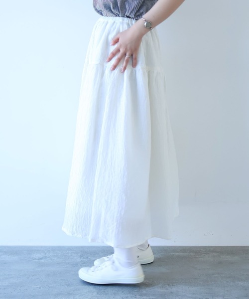 bulle de savon（ビュルデサボン）の「おはなダイヤジャカード スカート（スカート・レディース・ホワイト/ブラック・FREE）」の4枚目の写真