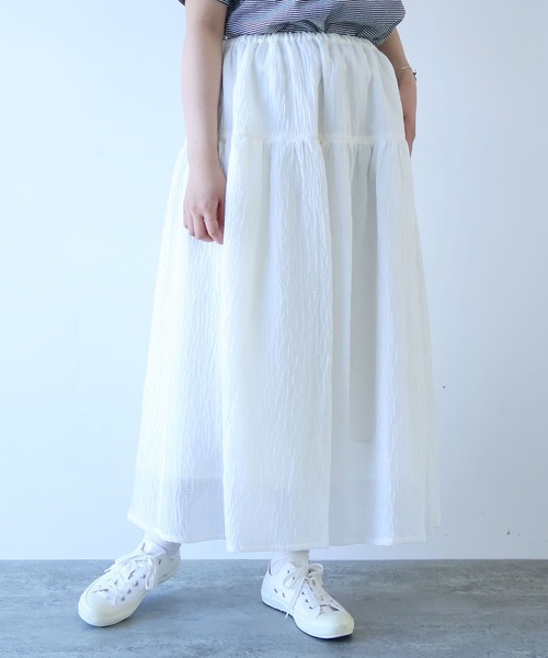 bulle de savon（ビュルデサボン）の「おはなダイヤジャカード スカート（スカート・レディース・ホワイト/ブラック・FREE）」の7枚目の写真