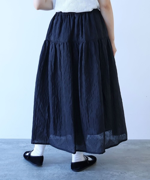 bulle de savon（ビュルデサボン）の「おはなダイヤジャカード スカート（スカート・レディース・ホワイト/ブラック・FREE）」の22枚目の写真