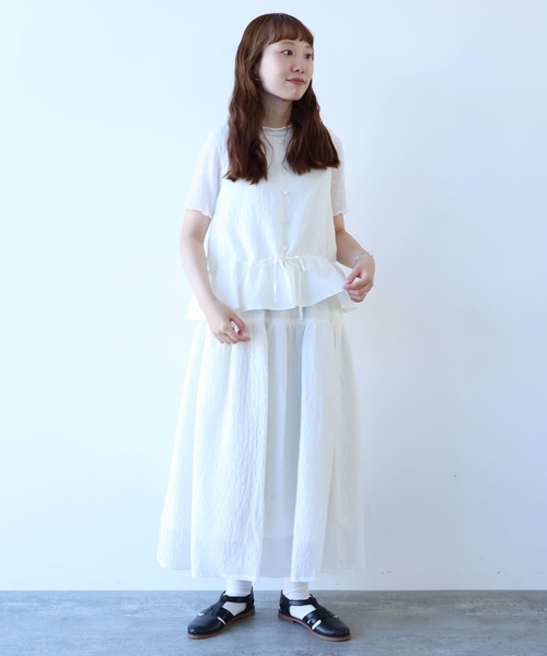 bulle de savon（ビュルデサボン）の「おはなダイヤジャカード スカート（スカート・レディース・ホワイト/ブラック・FREE）」の14枚目の写真