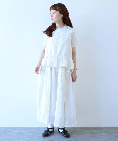 bulle de savon（ビュルデサボン）の「おはなダイヤジャカード スカート（スカート・レディース・ホワイト/ブラック・FREE）」の16枚目の写真