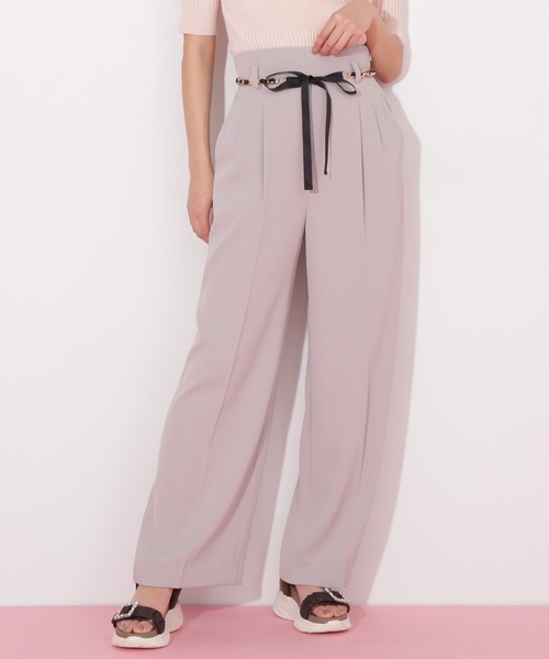 新品✨MaxMara 高級白タグ シルク混 ワイドパンツ リボンベルト 新品✨MaxMara 高級白タグ シルク混 ワイドパンツ リボンベルト