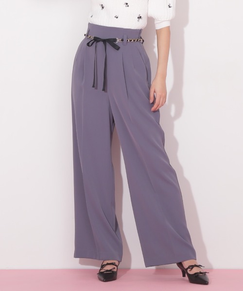 すぐ届く可愛い[JILL by JILL]チェーンリボンベルトワイドパンツ チェーンリボンベルト付きワイドパンツ | JILL by JILL STUART
