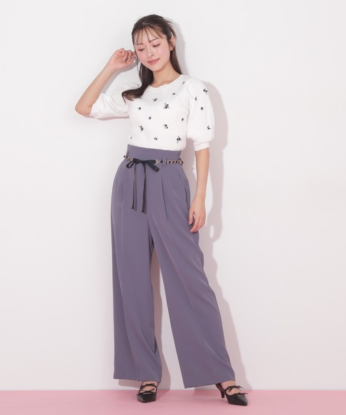 セール】◇チェーンリボンベルト付きワイドパンツ（その他パンツ