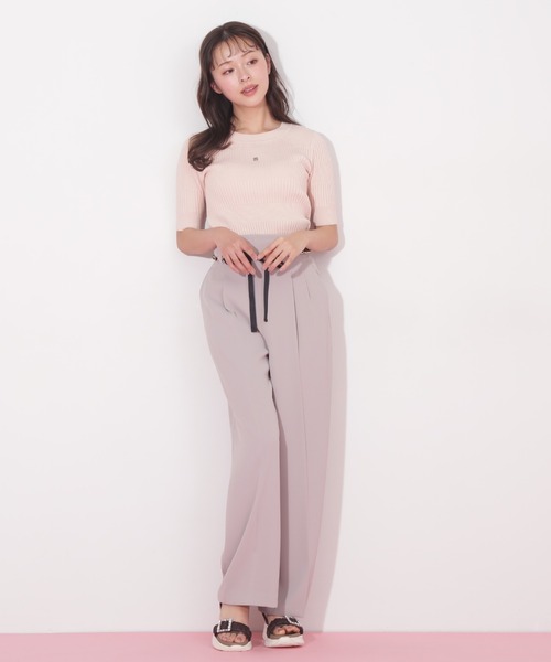 新品タグ付　JUSGLITTY リボンベルト付パンツ ジャスグリッティー JUSGLITTY ハートベルト付ワイドパンツ （赤