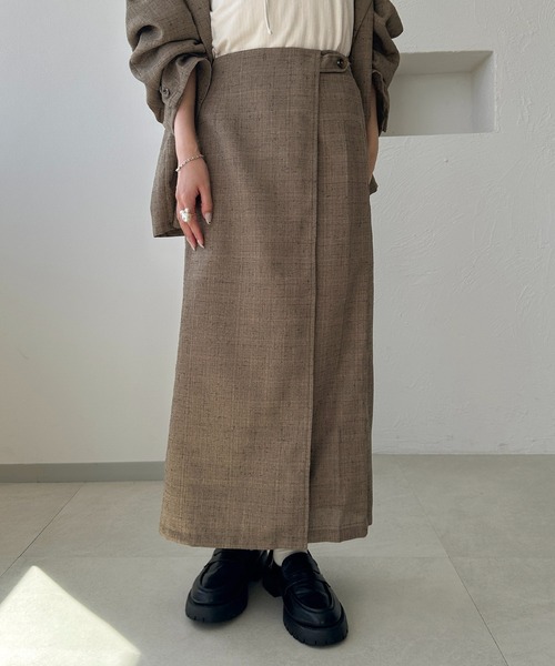 apres jour clair（アプレジュールクレア）の「【apres jour clair】ツイードナロースカート【Set up可能】（スカート・レディース・ベージュ/ブラウン系その他・X-LARGE/フリー）」の6枚目の写真