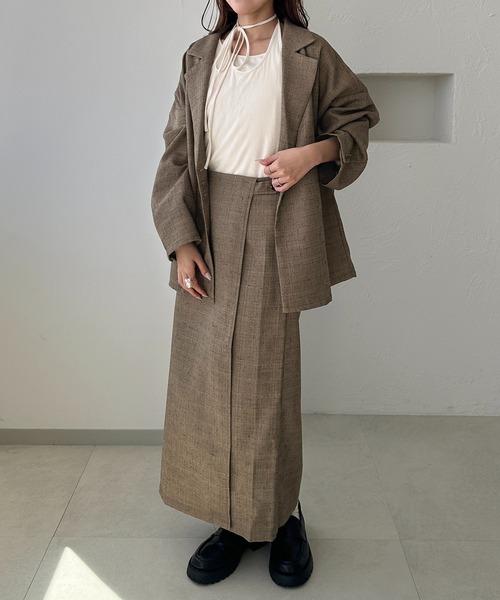 apres jour clair（アプレジュールクレア）の「【apres jour clair】ツイードナロースカート【Set up可能】（スカート・レディース・ベージュ/ブラウン系その他・X-LARGE/フリー）」の7枚目の写真