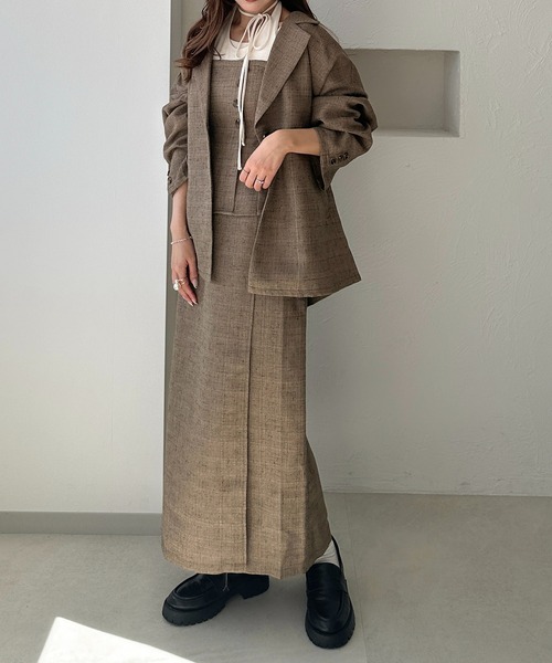apres jour clair（アプレジュールクレア）の「【apres jour clair】ツイードナロースカート【Set up可能】（スカート・レディース・ベージュ/ブラウン系その他・X-LARGE/フリー）」の9枚目の写真