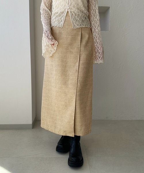 apres jour clair（アプレジュールクレア）の「【apres jour clair】ツイードナロースカート【Set up可能】（スカート・レディース・ベージュ/ブラウン系その他・X-LARGE/フリー）」の10枚目の写真